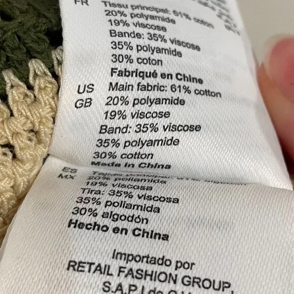 New Sandro Henrika Geo Crochet Vest Ecru Olive Large $295 - Picture 8 of 9